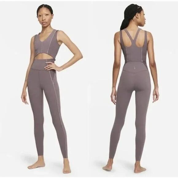Nike Yoga Luxe Dri Fit Infinalon One Piece Jumpsuit Workout Activewear Medium - Picture 1 of 9